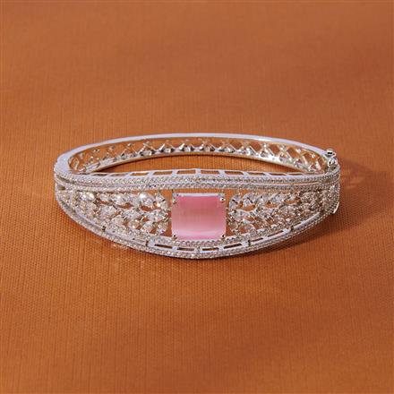 Cubic Zirconia Openable Kada With Rhodium Plating