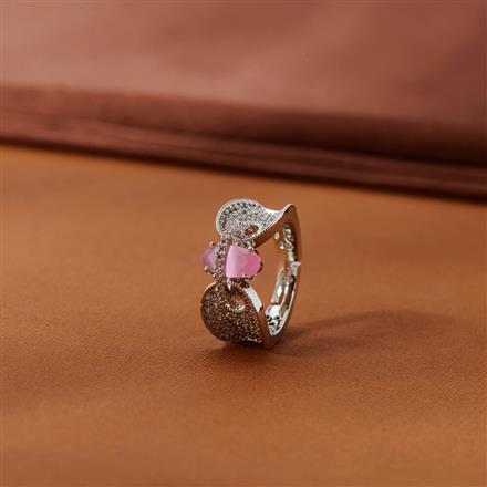 Cubic Zirconia Adjustable Ring With Rhodium Plating