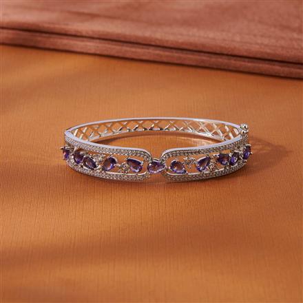 Cubic Zirconia Openable Kada With Rhodium Plating