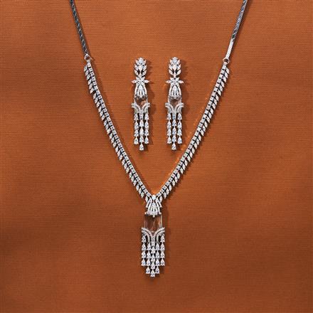 Cubic Zirconia Classic Necklace With Rhodium Plating