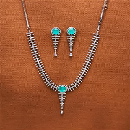 Cubic Zirconia Classic Necklace With Rhodium Plating