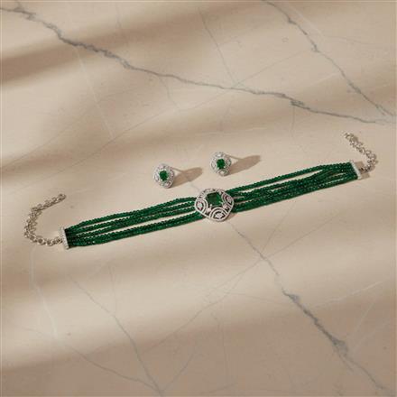 Cubic Zirconia Choker Necklace With Rhodium Plating