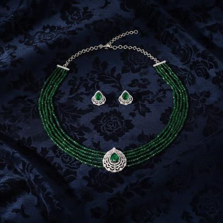 Cubic Zirconia Choker Necklace With Rhodium Plating