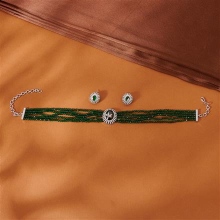 Cubic Zirconia Choker Necklace With Rhodium Plating