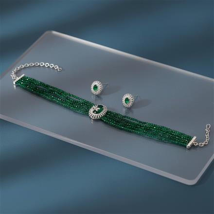 Cubic Zirconia Choker Necklace With Rhodium Plating