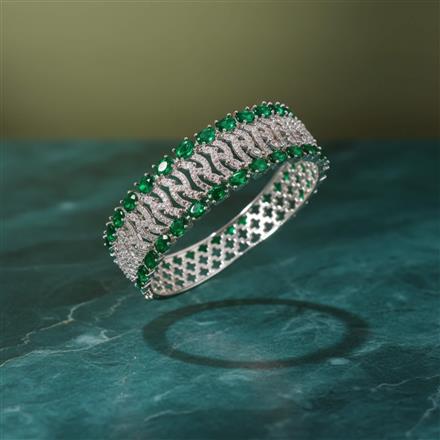 Cubic Zirconia Openable Kada With Rhodium Plating