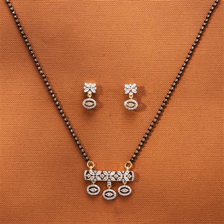 Cubic Zirconia Tanmaniya Mangalsutra With 2 Tone Rhodium Plating