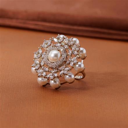 Cubic Zirconia Moti Ring With 2 Tone Rhodium Plating