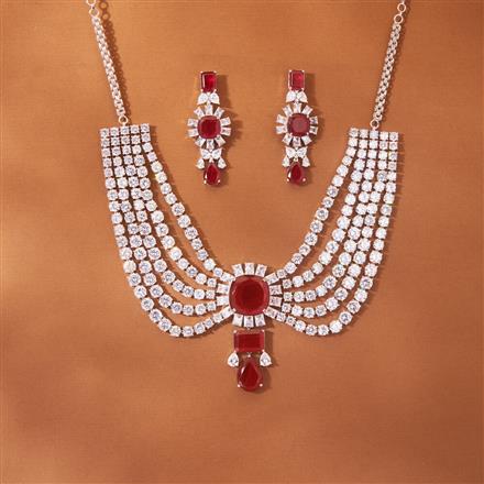 Cz Classic Necklace With Rhodium Plating