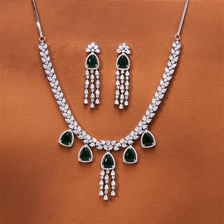 Cz Classic Necklace With Rhodium Plating