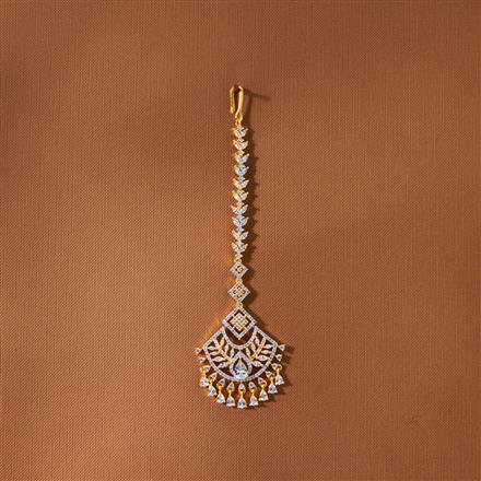 Cubic Zirconia Classic Tikka With 2 Tone Rhodium Plating