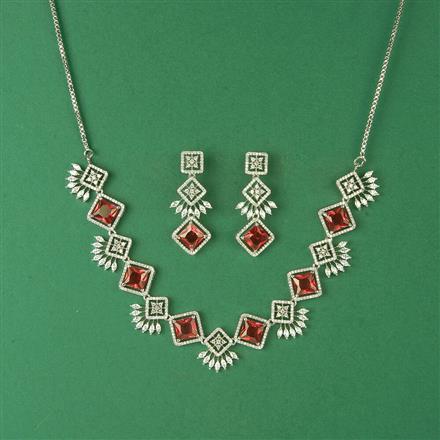 Cubic Zirconia Classic Necklace Set With Rhodium Plating