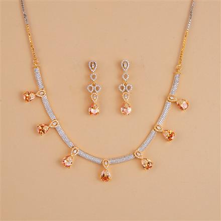 Cubic Zirconia Classic Necklace Set With 2 Tone Plating
