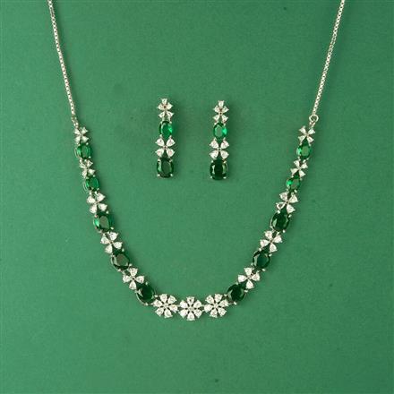 Cubic Zirconia Classic Necklace Set With Rhodium Plating