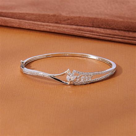 Cubic Zirconia Delicate Kada With 2 Tone Rhodium Plating