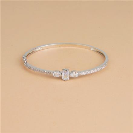 Cubic Zirconia Openable Kada With Rhodium Plating