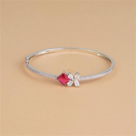 Cubic Zirconia Openable Kada With Rhodium Plating