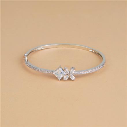 Cubic Zirconia Openable Kada With Rhodium Plating