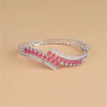 Cubic Zirconia Openable Kada With Rhodium Plating