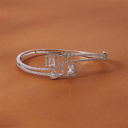 Cubic Zirconia Classic Kada With 2 Tone Rhodium Plating
