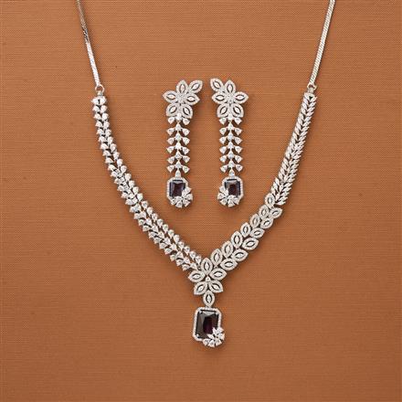 Cubic Zirconia Classic Necklace With Rhodium Plating