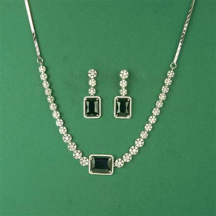 Cubic Zirconia Classic Necklace Set With Rhodium Plating