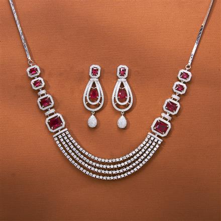 Cz Classic Necklace With Rhodium Plating