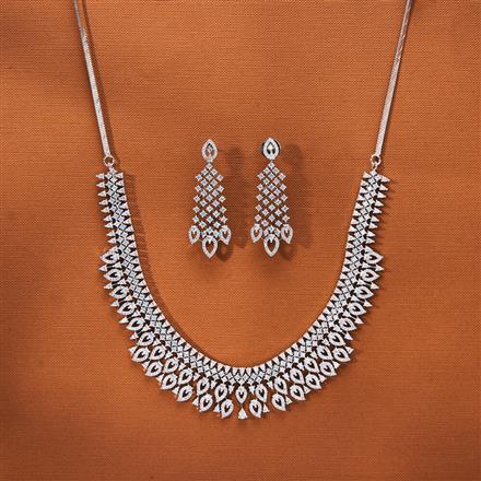 Cubic Zirconia Classic Necklace With 2 Tone Rhodium Plating