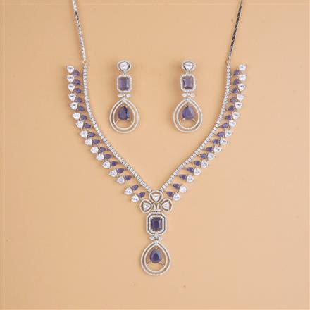 Cubic Zirconia Classic Necklace Set With Rhodium Plating