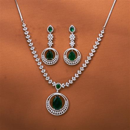 Cz Classic Necklace With Rhodium Plating