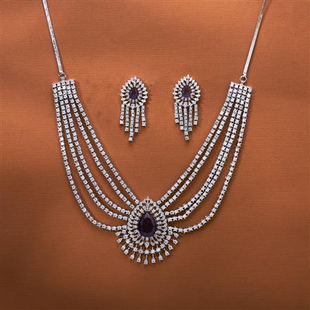 Cz Classic Necklace With Rhodium Plating