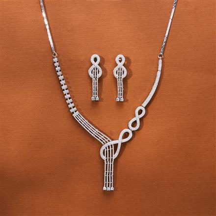 Cubic Zirconia Classic Necklace With 2 Tone Rhodium Plating