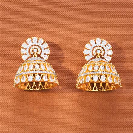 Cubic Zirconia Classic Jhumki With 2 Tone Rhodium Plating