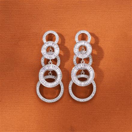 Cubic Zirconia Classic Earring With 2 Tone Rhodium Plating