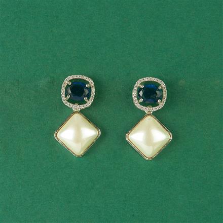 Cz Delicate Earring With Rhodium Plating
