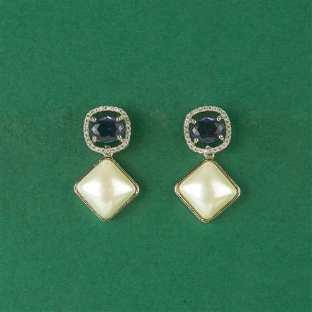 Cz Delicate Earring With Rhodium Plating
