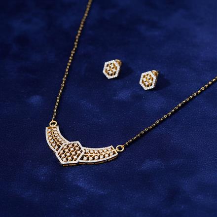 Cubic Zirconia Tanmaniya Mangalsutra With 2 Tone Plating