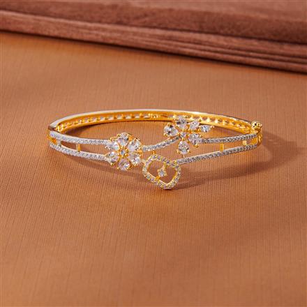 Cubic Zirconia Classic Kada With 2 Tone Rhodium Plating