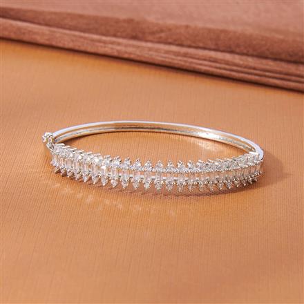 Cubic Zirconia Delicate Kada With 2 Tone Rhodium Plating