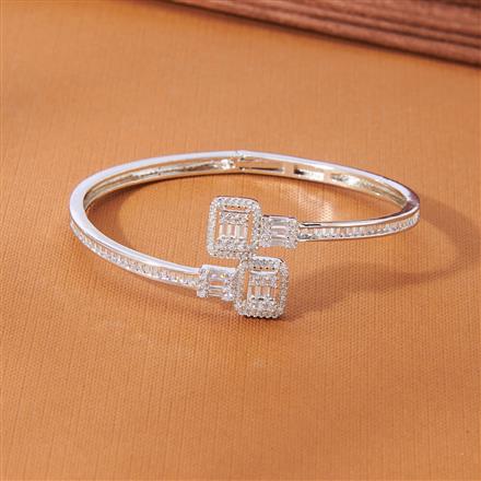 Cubic Zirconia Classic Kada With 2 Tone Rhodium Plating