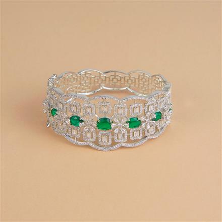 Cubic Zirconia Openable Kada With Rhodium Plating