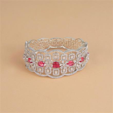 Cubic Zirconia Openable Kada With Rhodium Plating