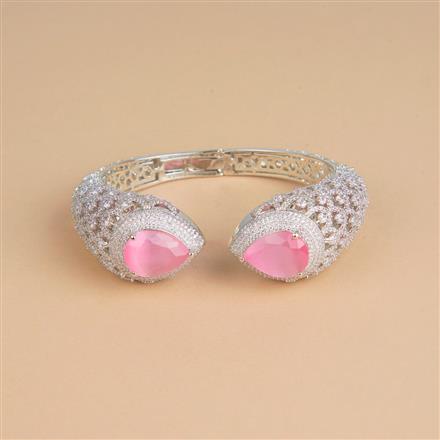 Cubic Zirconia Openable Kada With Rhodium Plating