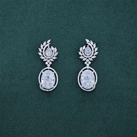 Cz Classic Earring With Rhodium Plating