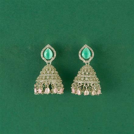 Cz Delicate Jhumki With Rhodium Plating