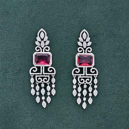 Cz Classic Earring With Rhodium Plating