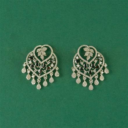 Cz Classic Earring With Rhodium Plating