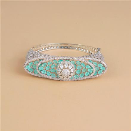 Cubic Zirconia Openable Kada With Rhodium Plating