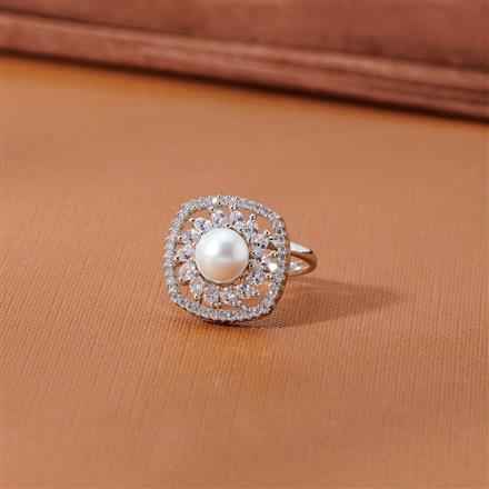 Cubic Zirconia Moti Ring With 2 Tone Rhodium Plating