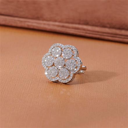 Cubic Zirconia Classic Ring With 2 Tone Rhodium Plating